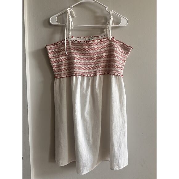 Madewell Tie Strap Smocked Mini Dress Size XL Coastal Beach 90s Y2K - Picture 2 of 12